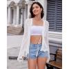 imageBsubseach Women Tie Front Crochet Cardigan Long Sleeve Knit Swimsuit Coverup Kimono Beach Cover Up Vacation OutfitsWhite