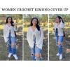 imageBsubseach Women Tie Front Crochet Cardigan Long Sleeve Knit Swimsuit Coverup Kimono Beach Cover Up Vacation OutfitsWhite