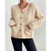 imageBsubseach Womens Cardigan Sweaters 2025 Long Sleeve Open Front Button Down Knit Jackets Fall Cardigans with PocketsBeige