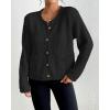 imageBsubseach Womens Cardigan Sweaters 2025 Long Sleeve Open Front Button Down Knit Jackets Fall Cardigans with PocketsBlack