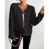 imageBsubseach Womens Cardigan Sweaters 2025 Long Sleeve Open Front Button Down Knit Jackets Fall Cardigans with PocketsBlack