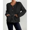 imageBsubseach Womens Cardigan Sweaters 2025 Long Sleeve Open Front Button Down Knit Jackets Fall Cardigans with PocketsBlack