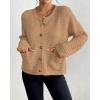 imageBsubseach Womens Cardigan Sweaters 2025 Long Sleeve Open Front Button Down Knit Jackets Fall Cardigans with PocketsKhaki