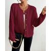 imageBsubseach Womens Cardigan Sweaters 2025 Long Sleeve Open Front Button Down Knit Jackets Fall Cardigans with PocketsWine Red