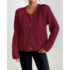 imageBsubseach Womens Cardigan Sweaters 2025 Long Sleeve Open Front Button Down Knit Jackets Fall Cardigans with PocketsWine Red