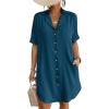 imageBsubseach Button Down Beach Cover Up for Women Bikini Swimsuit Coverups for Women 2025 Button Down Beach Dress ShirtSea Blue