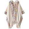 imageBsubseach Knit Shawl Wraps for Women Soft Fringe Poncho Sweater Cape with Hooded for Fall WinterBeige
