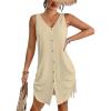 imageBsubseach Swimsuit Coverup for Women V Neck Sleeveless Beach Dresses 2025 Vacation OutfitsLight Apricot