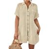 imageBsubseach Women Swimsuit Coverup Button Down Bathing Suit Cover Ups for Swimwear Short Sleeve Bikini Beach ShirtApricot