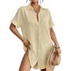 imageBsubseach Women Swimsuit Coverup Shirt Dress Button Down Bathing Suit Cover Up BeachwearApricot