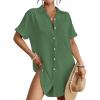 imageBsubseach Women Swimsuit Coverup Shirt Dress Button Down Bathing Suit Cover Up BeachwearGreen