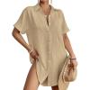 imageBsubseach Women Swimsuit Coverup Shirt Dress Button Down Bathing Suit Cover Up BeachwearKhaki