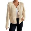 imageBsubseach Womens Cardigan Sweaters 2025 Long Sleeve Open Front Button Down Knit Jackets Fall Cardigans with PocketsBeige