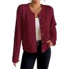 imageBsubseach Womens Cardigan Sweaters 2025 Long Sleeve Open Front Button Down Knit Jackets Fall Cardigans with PocketsWine Red