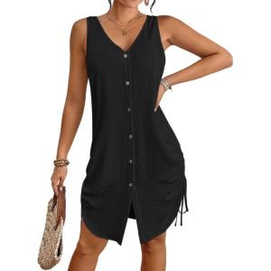 imageBsubseach Swimsuit Coverup for Women V Neck Sleeveless Beach Dresses 2025 Vacation OutfitsBlack