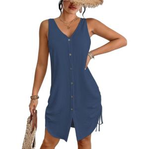 imageBsubseach Swimsuit Coverup for Women V Neck Sleeveless Beach Dresses 2025 Vacation OutfitsHaze Blue