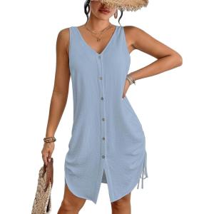 imageBsubseach Swimsuit Coverup for Women V Neck Sleeveless Beach Dresses 2025 Vacation OutfitsLight Blue