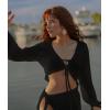 imageBsubseach 2 Piece Swimsuit Coverup for Women Crochet Bathing Suit Cover Up Knit Skirt Set 2025 Beach Vacation OutfitsBlack