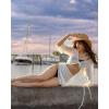 imageBsubseach 2 Piece Swimsuit Coverup for Women Crochet Bathing Suit Cover Up Knit Skirt Set 2025 Beach Vacation OutfitsWhite