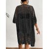 imageBsubseach Lace Kimonos for Women 2025 Swim Cover Up Summer Beach Coverup Open Front Sheer Kimono CardiganBlack