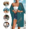 imageBsubseach Lace Kimonos for Women 2025 Swim Cover Up Summer Beach Coverup Open Front Sheer Kimono CardiganBlue