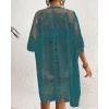 imageBsubseach Lace Kimonos for Women 2025 Swim Cover Up Summer Beach Coverup Open Front Sheer Kimono CardiganBlue