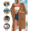 imageBsubseach Lace Kimonos for Women 2025 Swim Cover Up Summer Beach Coverup Open Front Sheer Kimono CardiganBrown