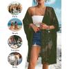 imageBsubseach Lace Kimonos for Women 2025 Swim Cover Up Summer Beach Coverup Open Front Sheer Kimono CardiganGreen