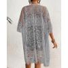 imageBsubseach Lace Kimonos for Women 2025 Swim Cover Up Summer Beach Coverup Open Front Sheer Kimono CardiganGrey