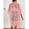 imageBsubseach Lace Kimonos for Women 2025 Swim Cover Up Summer Beach Coverup Open Front Sheer Kimono CardiganPink