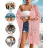 imageBsubseach Lace Kimonos for Women 2025 Swim Cover Up Summer Beach Coverup Open Front Sheer Kimono CardiganPink