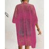 imageBsubseach Lace Kimonos for Women 2025 Swim Cover Up Summer Beach Coverup Open Front Sheer Kimono CardiganRose Red