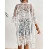 imageBsubseach Lace Kimonos for Women 2025 Swim Cover Up Summer Beach Coverup Open Front Sheer Kimono CardiganWhite