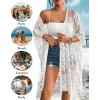 imageBsubseach Lace Kimonos for Women 2025 Swim Cover Up Summer Beach Coverup Open Front Sheer Kimono CardiganWhite