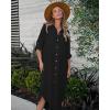 imageBsubseach Swimsuit Coverup for Women 2024 Casual Dresses Button Down Beach Dress Long Kimonos Cardigans with PocketsBlack