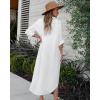 imageBsubseach Swimsuit Coverup for Women 2024 Casual Dresses Button Down Beach Dress Long Kimonos Cardigans with PocketsWhite