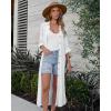imageBsubseach Swimsuit Coverup for Women 2024 Casual Dresses Button Down Beach Dress Long Kimonos Cardigans with PocketsWhite