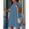 imageBsubseach Swimsuit Coverup for Women Swimwear Button Bathing Suit Cover Up Shirt Casual Dresses Beach Vacation WearHaze Blue