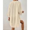 imageBsubseach Women Beach Cover Ups Shirt Bikini Swimsuit Coverup Swimwear Bathing Suit Cover UpApricot