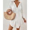 imageBsubseach Women Beach Cover Ups Shirt Bikini Swimsuit Coverup Swimwear Bathing Suit Cover UpWhite