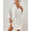 imageBsubseach Women Beach Cover Ups Shirt Bikini Swimsuit Coverup Swimwear Bathing Suit Cover UpWhite