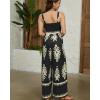 imageBsubseach Women Boho Jumpsuits Sleeveless Floral Print High Waist Wide Leg Overalls with Pocket 2025 Summer Vacation OutfitsBlack