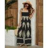 imageBsubseach Women Boho Jumpsuits Sleeveless Floral Print High Waist Wide Leg Overalls with Pocket 2025 Summer Vacation OutfitsBlack