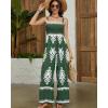 imageBsubseach Women Boho Jumpsuits Sleeveless Floral Print High Waist Wide Leg Overalls with Pocket 2025 Summer Vacation OutfitsDark Green