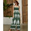 imageBsubseach Women Boho Jumpsuits Sleeveless Floral Print High Waist Wide Leg Overalls with Pocket 2025 Summer Vacation OutfitsDark Green
