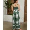 imageBsubseach Women Boho Jumpsuits Sleeveless Floral Print High Waist Wide Leg Overalls with Pocket 2025 Summer Vacation OutfitsDark Green