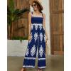 imageBsubseach Women Boho Jumpsuits Sleeveless Floral Print High Waist Wide Leg Overalls with Pocket 2025 Summer Vacation OutfitsDeep Blue