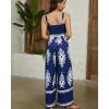 imageBsubseach Women Boho Jumpsuits Sleeveless Floral Print High Waist Wide Leg Overalls with Pocket 2025 Summer Vacation OutfitsDeep Blue