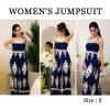 imageBsubseach Women Boho Jumpsuits Sleeveless Floral Print High Waist Wide Leg Overalls with Pocket 2025 Summer Vacation OutfitsDeep Blue