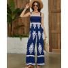 imageBsubseach Women Boho Jumpsuits Sleeveless Floral Print High Waist Wide Leg Overalls with Pocket 2025 Summer Vacation OutfitsDeep Blue